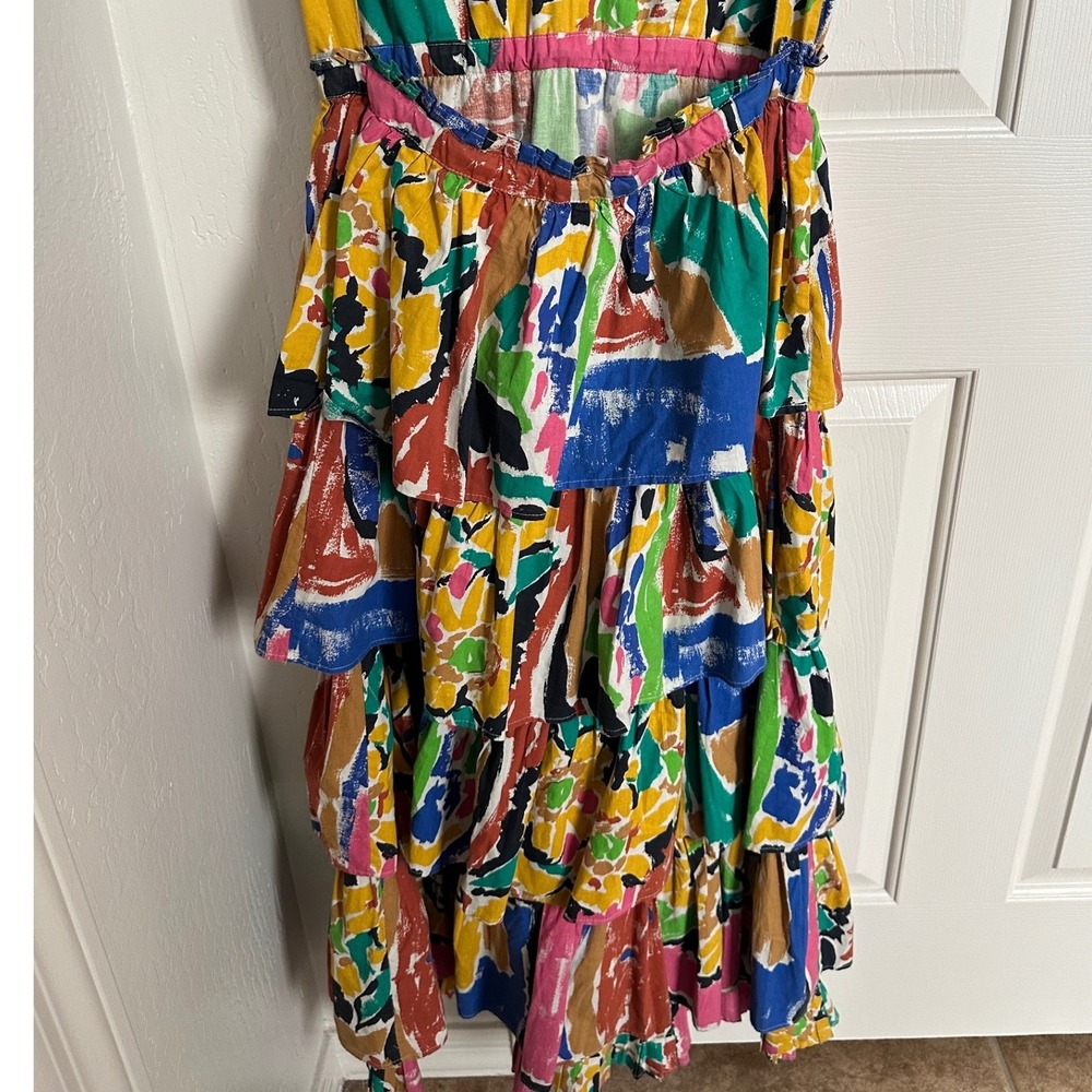 Love the Label Penelope Ruffle Tiered Maxi Dress Abstract Multi Color Small - Picture 6 of 12